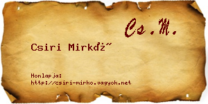 Csiri Mirkó névjegykártya